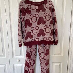 Disney Maroon Mickey Mouse Pajama Set